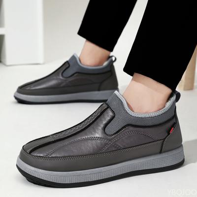 Winter Men's Warm Thick Soled Cotton Shoes Plush Work Shoes Waterproof and Comfortable Outdoor Shoes Casual Vulcanized Shoes