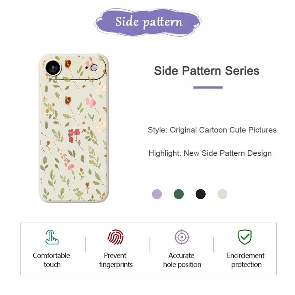 For iPhone 17 Air Case Small Flower Leaves Pattern Printing Straight Edge TPU Phone Back Cover