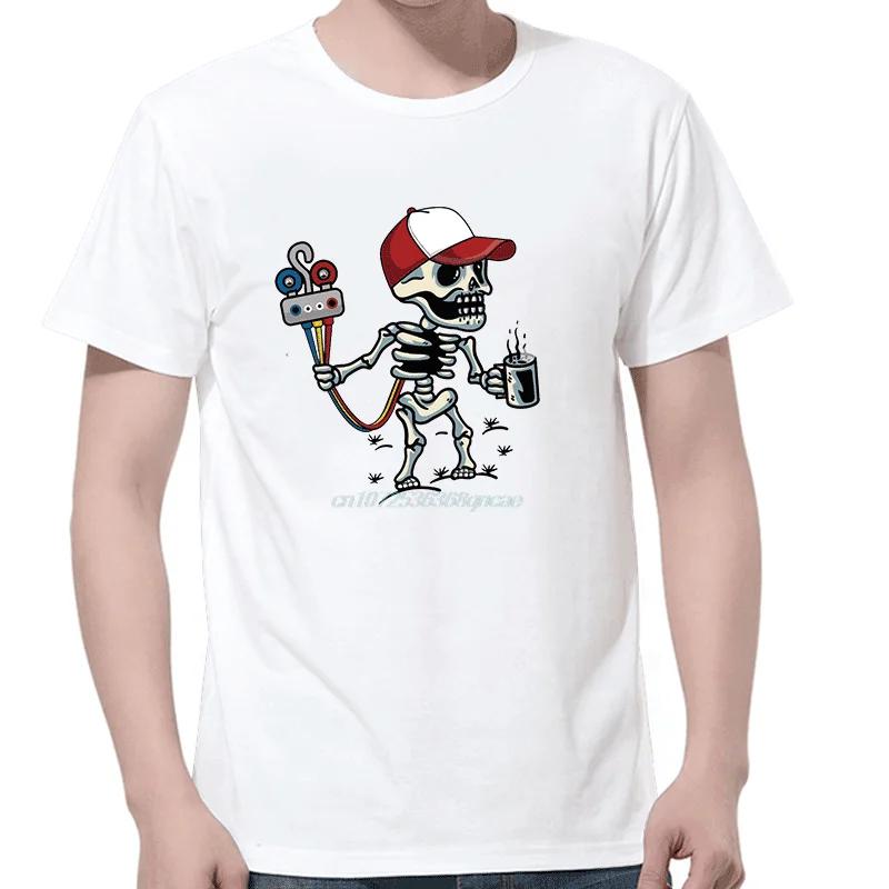 

Skull HVAC Rest Fun Printed TShirt Men Summer 100 Cotton Breathable TShirt Novelty Casual Style Round Neck Short Sleeve Top S