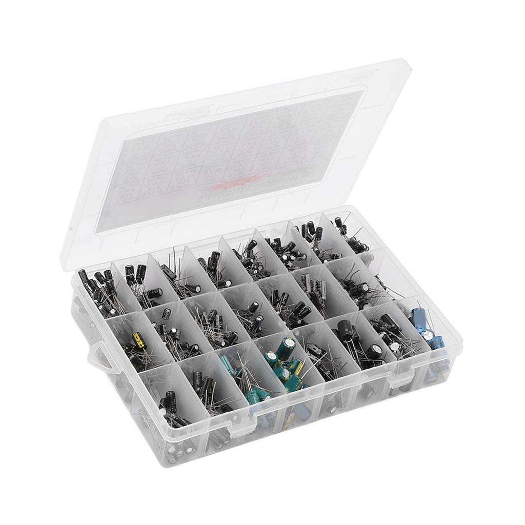 630Pcs Aluminum Electrolytic Capacitor Kit Assortment Box 24 Value 0.1uF?1000uF for DIY