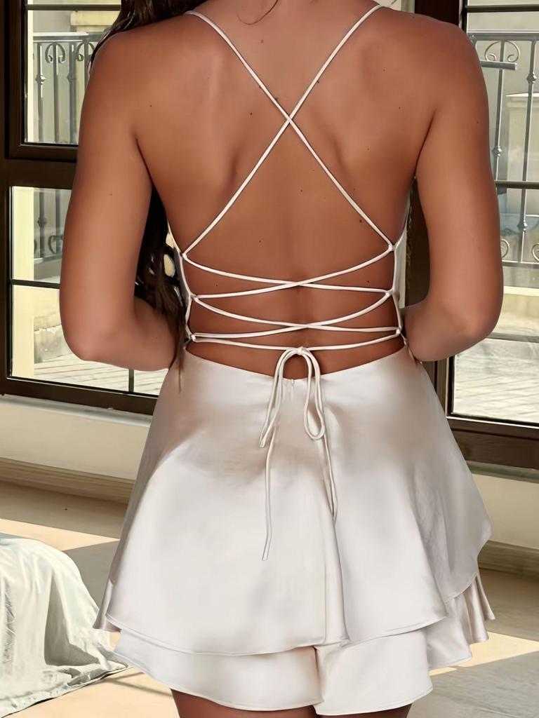 Schlankmachendes ärmelloses Neckholder-Rückenfreies Kleid für Damen - Sommer 2024