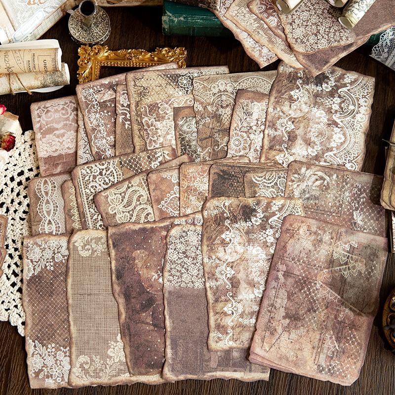 50pcs Vintage Decor Scrapbooking Materials Paper Combo Kit DIY Junk Journal Collage Photo Album Retro Background Paper
