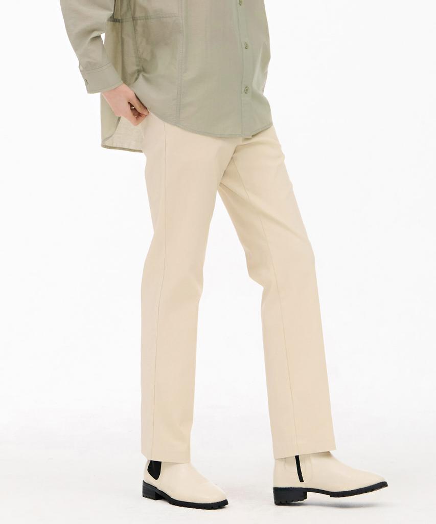 CHASECULT Women'S Slim Straight Elastic Waist Slacks - Beige