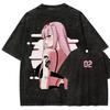 Zero Two DARLING in The FRANXX T-shirt Rétro Anime Harajuku Vintage Lavé Streetwear Vêtements Homme T-shirt Coton Oversize