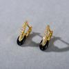 Light Luxury Copper Plated 18K Real Gold Inlaid Super Flash Zircon Drop Glaze Earrings, Ear Buckles, Advanced Temperament Fashionable And Exquisite