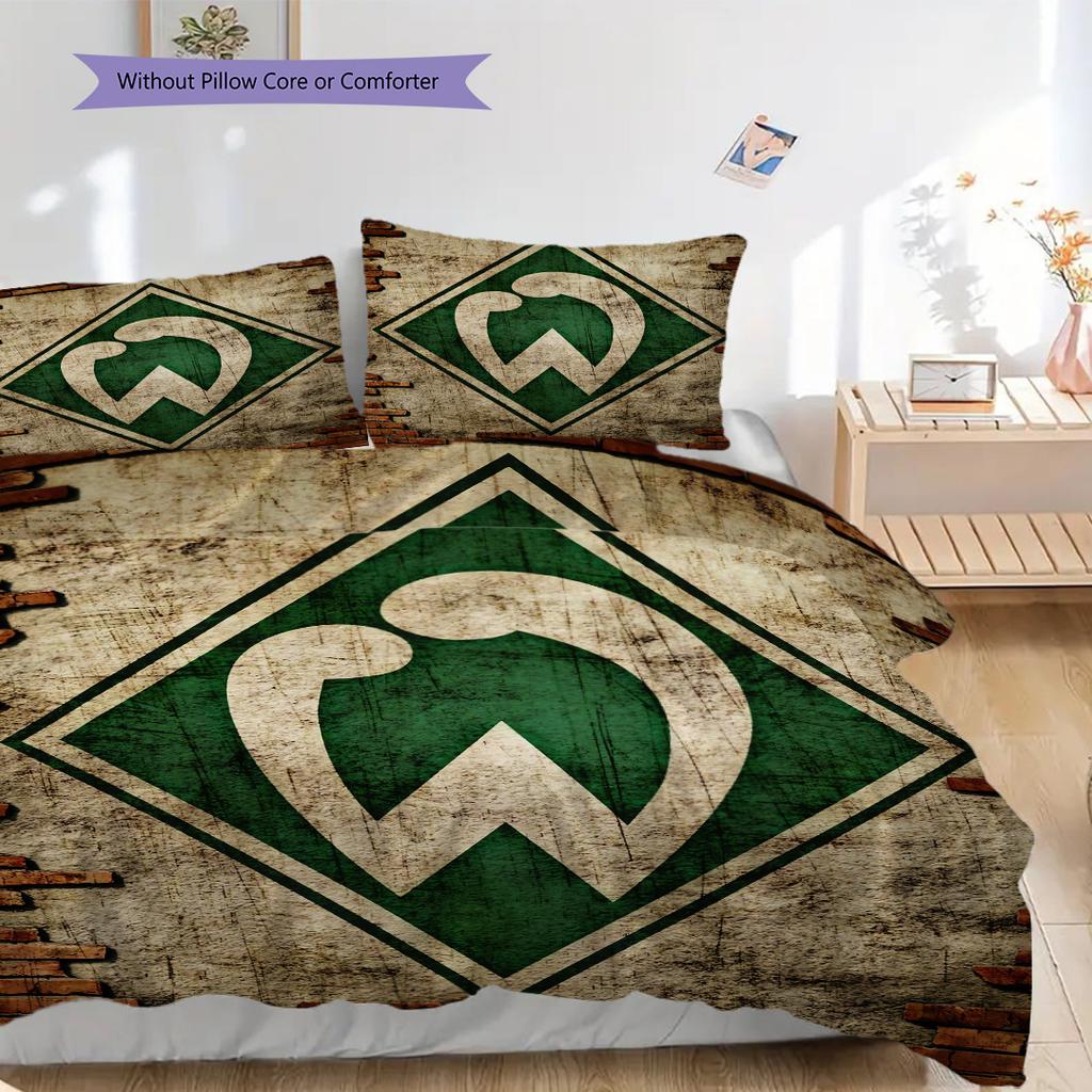 SV Werder Bremen Mönster Sängkläder Täcke Set Örngott Kuddfodral Heminredning Födelsedagspresent (1 * påslakan + 2 * örngott, utan kärna)