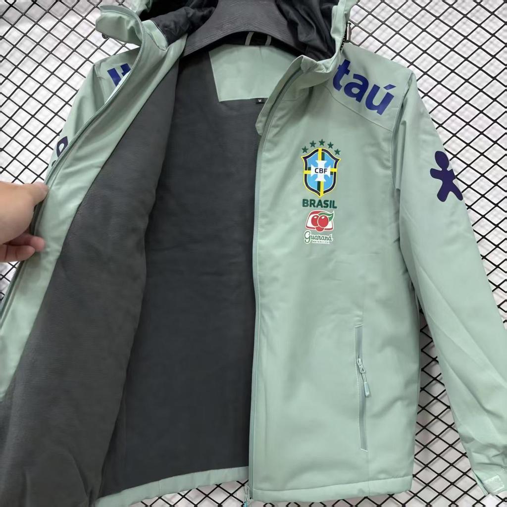 Windjacke Nationalmannschaft Brasilien: Unisex dünne, winddichte, wasserdichte Fußballjacke