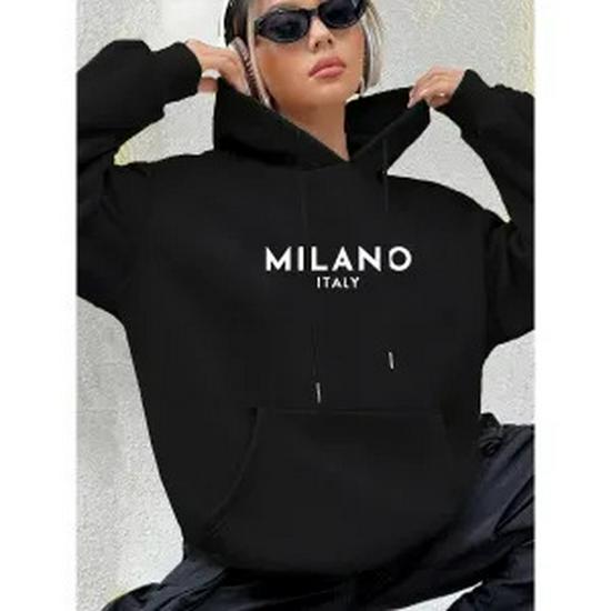 Unisex Lässiger Mode Kapuzenpullover mit Fleece-Futter und Buchstaben-Print