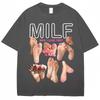 2026 Summer Mens Fun Letter Foot Print Round Neck Tshirt Neutral Soft Casual Street 100 Pure Cotton Short Sleeved Shirt