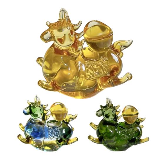 Hand Blown Glass Horse Figurine Handmade Lucky Horse Chinese New Year Feng Shui Statue for Collectible Home Office Bookshelf Desk Decor