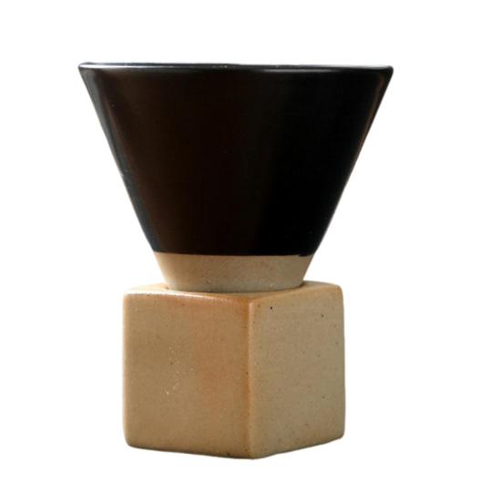 Conical Coffee Cup Japanese Style Retro Ceramic Coffee Cup Rough Pottery Tea Cup Latte Cup for Home Office