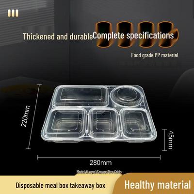 Grands récipients jetables à 5 compartiments pour la préparation des repas