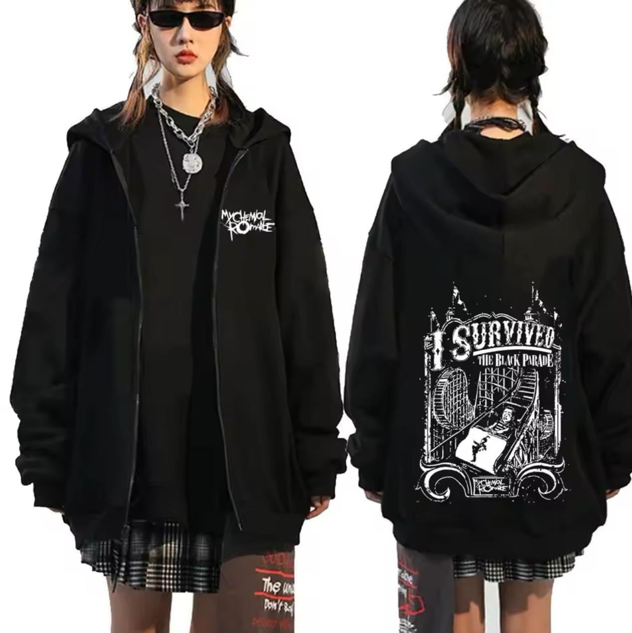Trendy Unisex Hip Hop Zipper Hoodie - Casual Loose Sweatshirt Jacket S