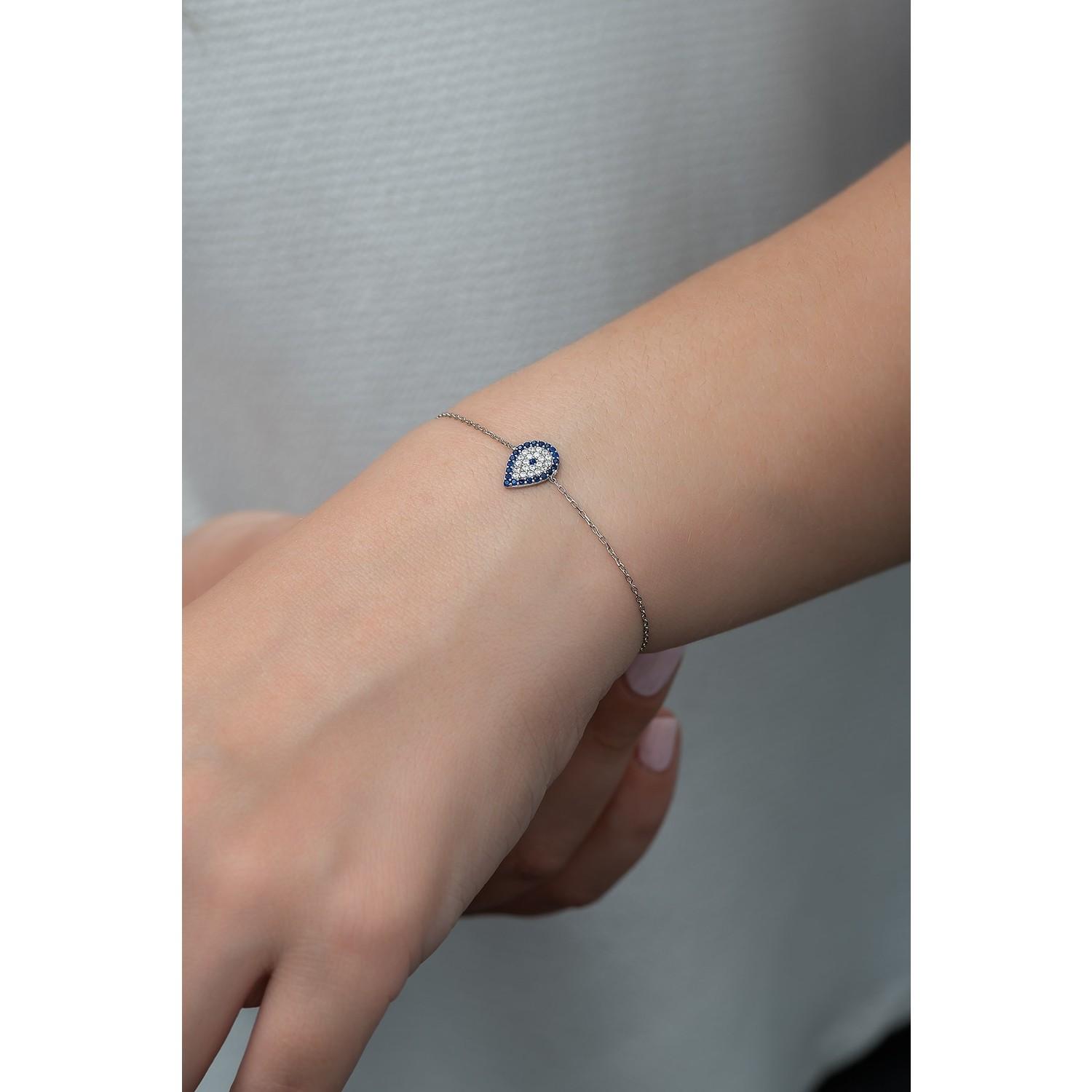 

925 Серебряный браслет Tiny Drop Evil Eye для женщин