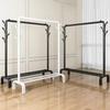 Minimalist Indoor Floor-Standing Coat Rack with Double Pole and Shelf for Bedroom or Balcony