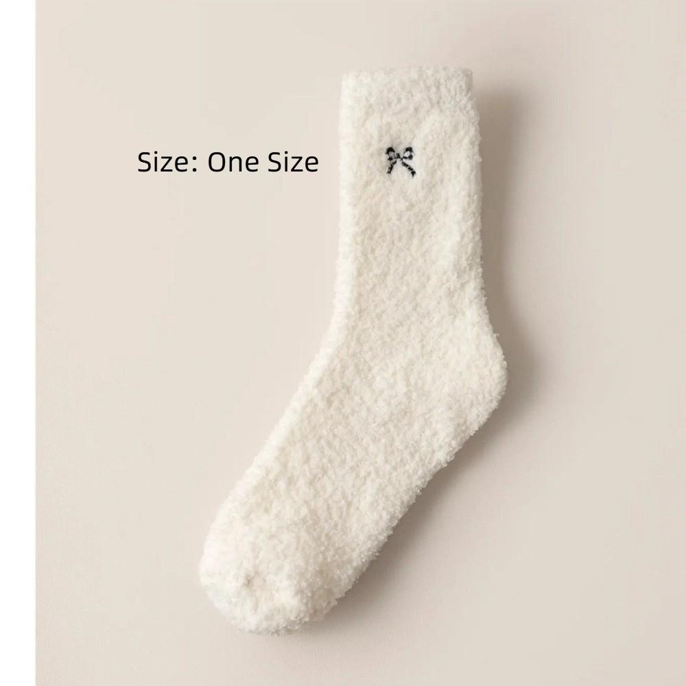 Bowknot Floor Socks Fleece Thickened Carpet Home Socks Autumn Winter Furry Plush Socks Women