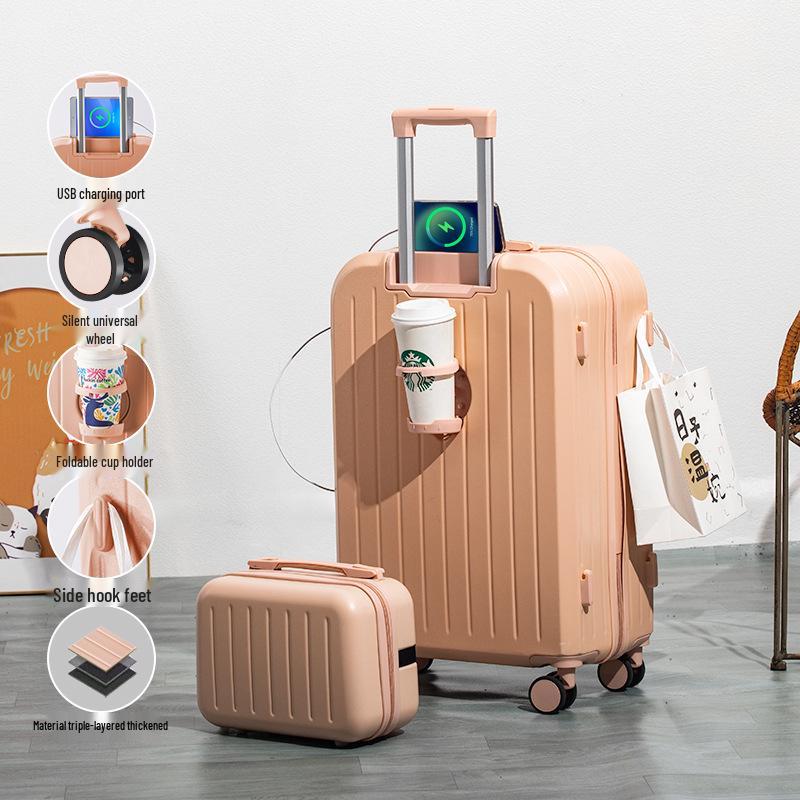 

Высококачественный чемодан на колесах: Дорожный чемодан большой вместимости с двухслойной молнией для студентов и мужчин и женщин 26 inches