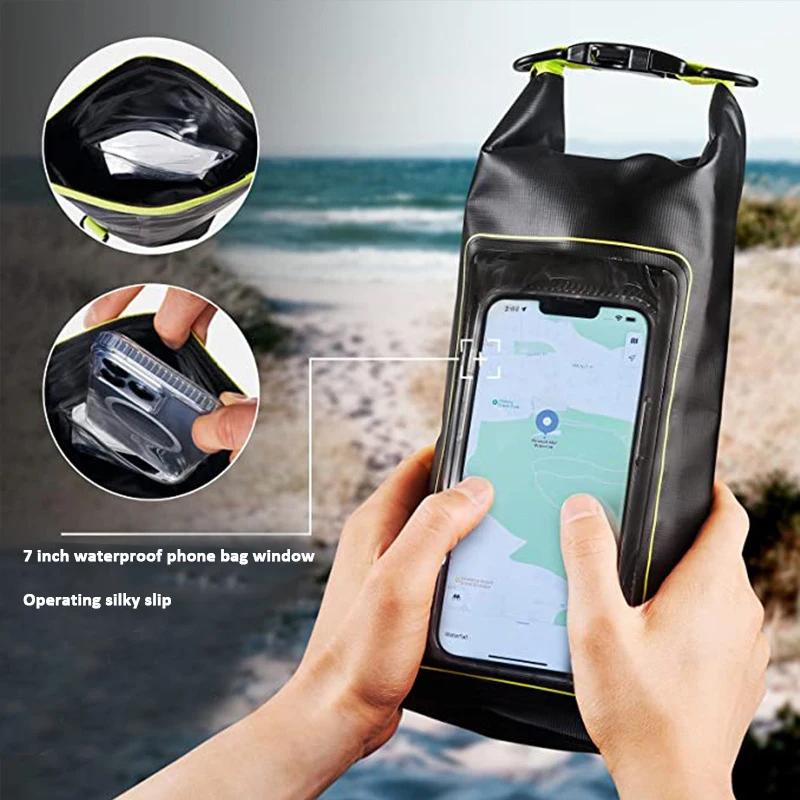 2L/5L Dry Bag Touch Screen Swimming Waterproof PVC Bag Rafting Floating Shoulder Outdoor Sports Bags Surfboard Kayak Storage Bag