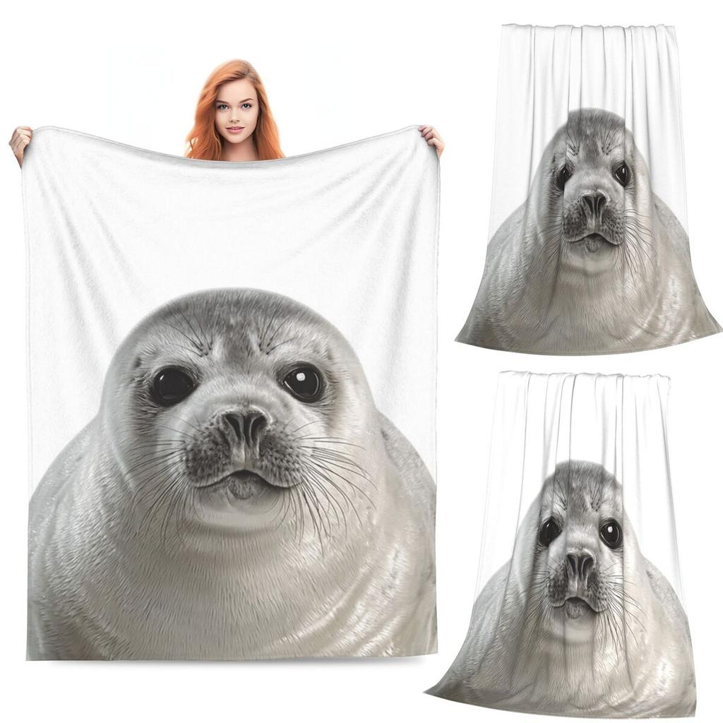 Adorable Baby Seal Blankets Flannel Sofa Throw Blanket Super Soft for Home Bedroom Office Throws Bedspread Quilt