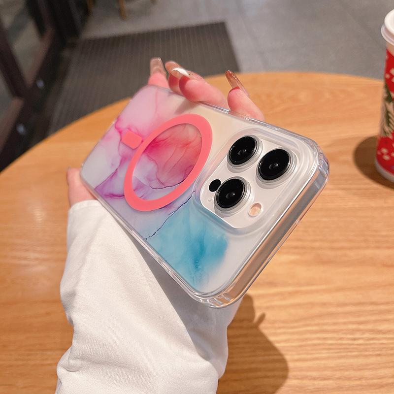 Mobile Phone Case for IPhone15pro Series Magnetic Anti-fall IMD Skin Feel Camouflage Color