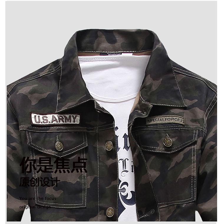 Herren Jeansjacke Camouflage Windjacke Slim Mäntel Masculina Male