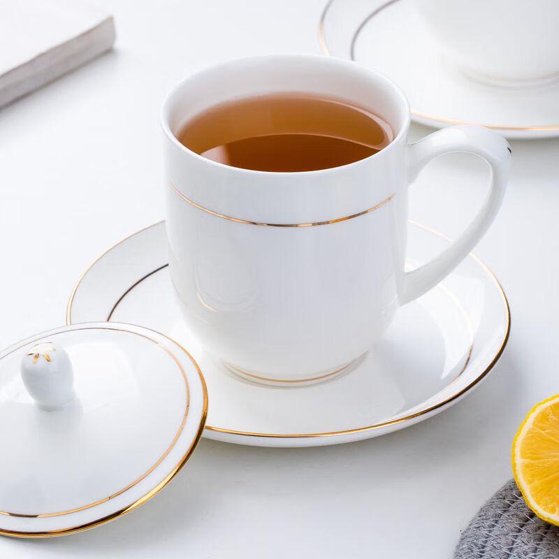 TXRMDX Bone China Mug with Lid and Saucer