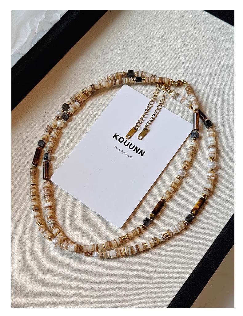 Women's Y2K Style Freshwater Pearl & Tiger Eye Stone Necklace