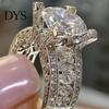 Women Cubic Zirconia Rhinestone Inlaid Wedding Finger Ring Engagement Jewelry
