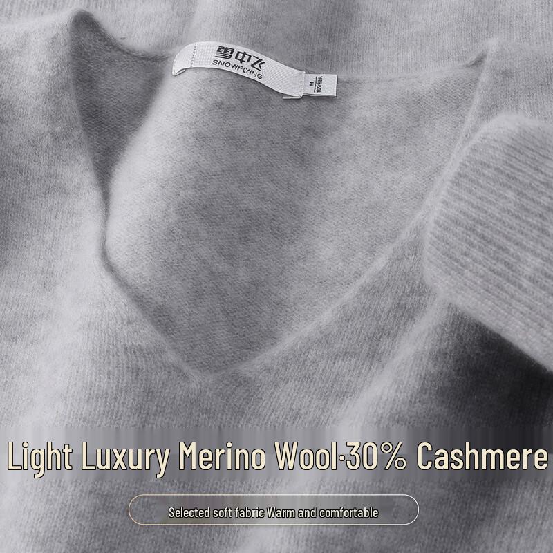 SNOWFLYING Women s 30% Cashmere Blend V-Neck Pullover Sweater S