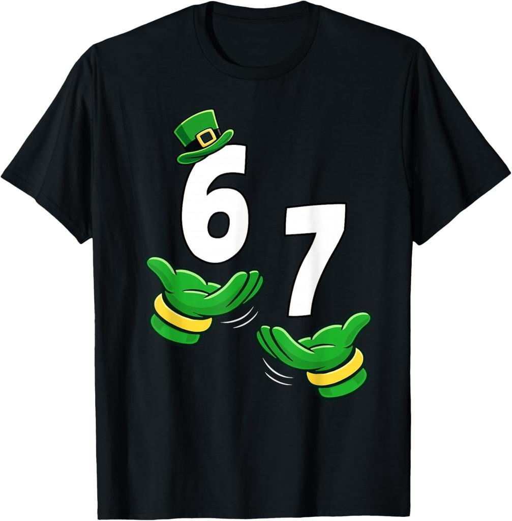 Six Seven 67 St Patricks Day Shamrock Funny Meme Unisex T-Shirt