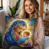 Religiöse Jungfrau Maria Kissenbezug Heilige Kunst Kissenhülle Blaue Robe Madonna Heimdeko für Sofa Schlafzimmer Wohnzimmer Geschenk