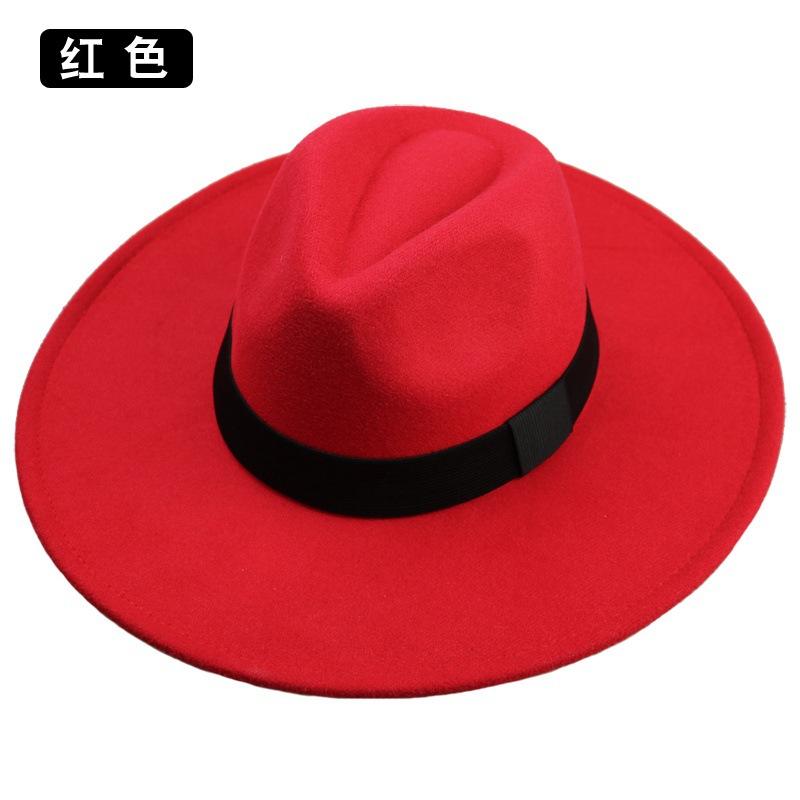 Top Hat Men's Woolen Big Brim Black Top Hat French British Retro Gentleman's Hat Big Head Circumference Hat Jazz Hat