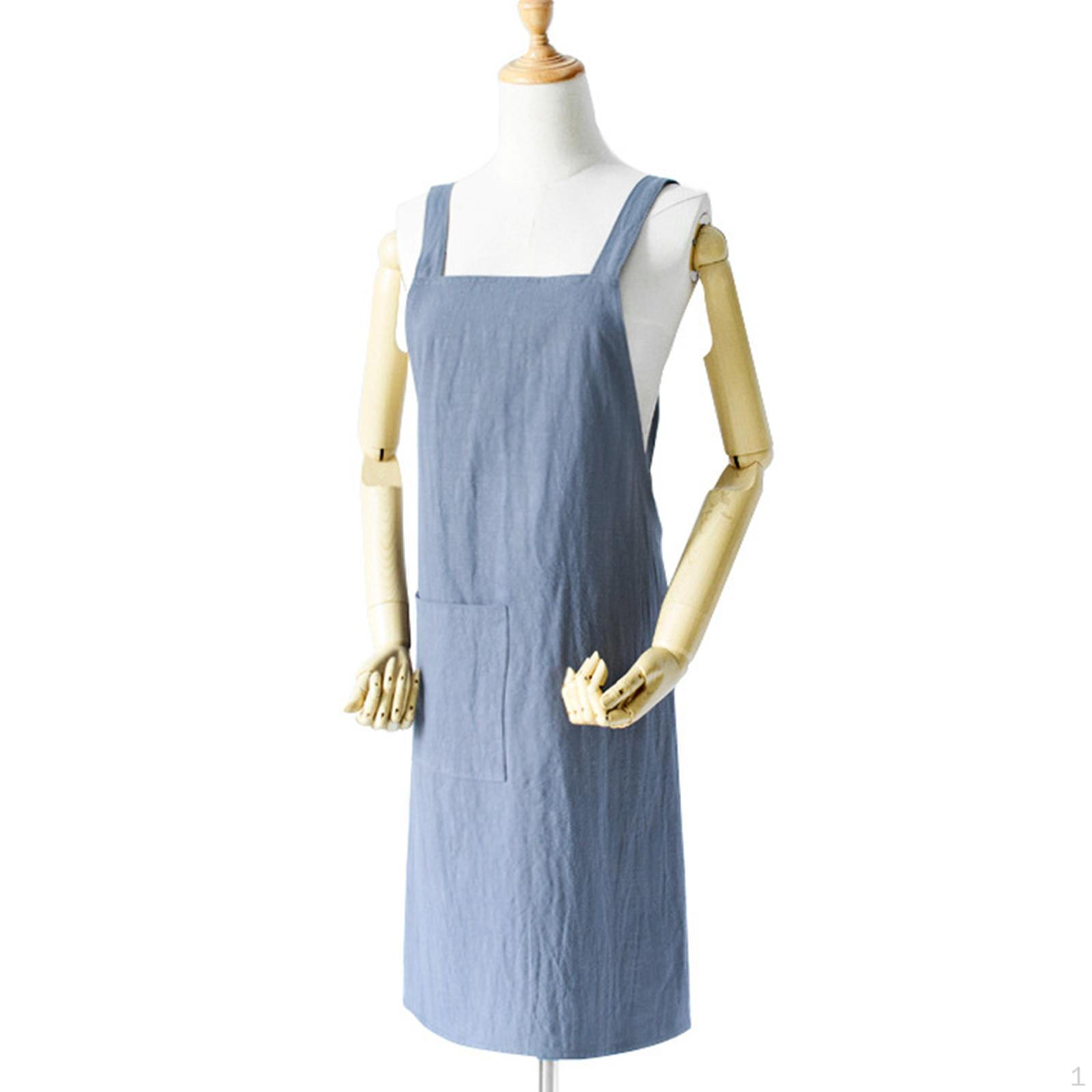 

Льняной фартук с двойными плечами, нагрудник для домашней кухни, повседневная одежда для общественного питания, мягкий для женщин и мужчин