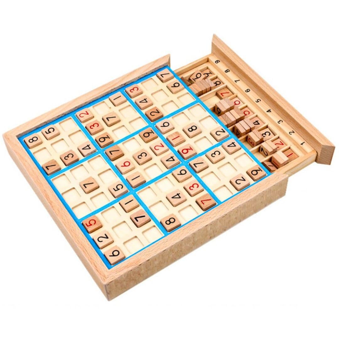 

Solvanta Sudoku Board Brain Training Wooden Number Educational Game for Children and x x Game, Puzzle, Seniors, 22.5cm (W) 22.5cm (D) 3.3cm (H) синий