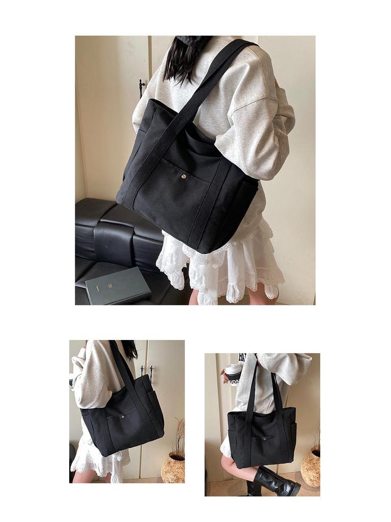 Versatile Literary Canvas Tote: Large Capacity Shoulder Bag for Work & Commute