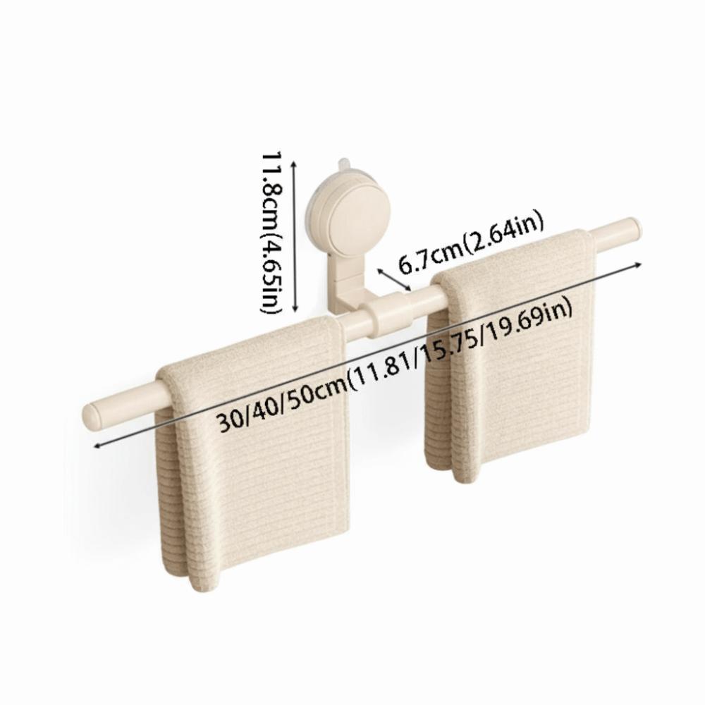 Punch-free No-Drill Towel Bar Cream Style Bathroom Hanging Rod Suction Cup Towel Rack  Wall Mounted