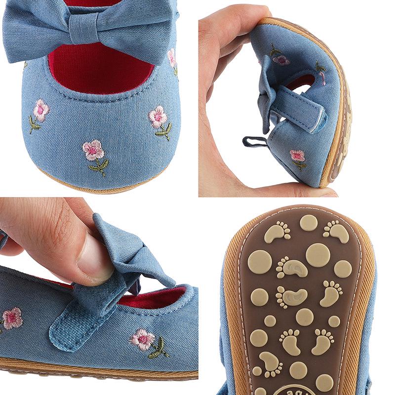 Embroidered Baby Girl Soft Sole Shoes, 3-6 Months