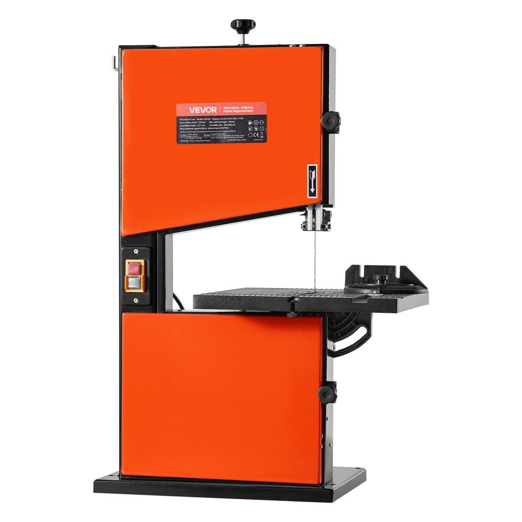 Band Saw, 229 mm, Woodworking Benchtop Bandsaw with 373W 1/2 HP Motor, 90 mm Max Cutting Height, 300 x 300 mm Cast Aluminum Table, 0-45° Tilting