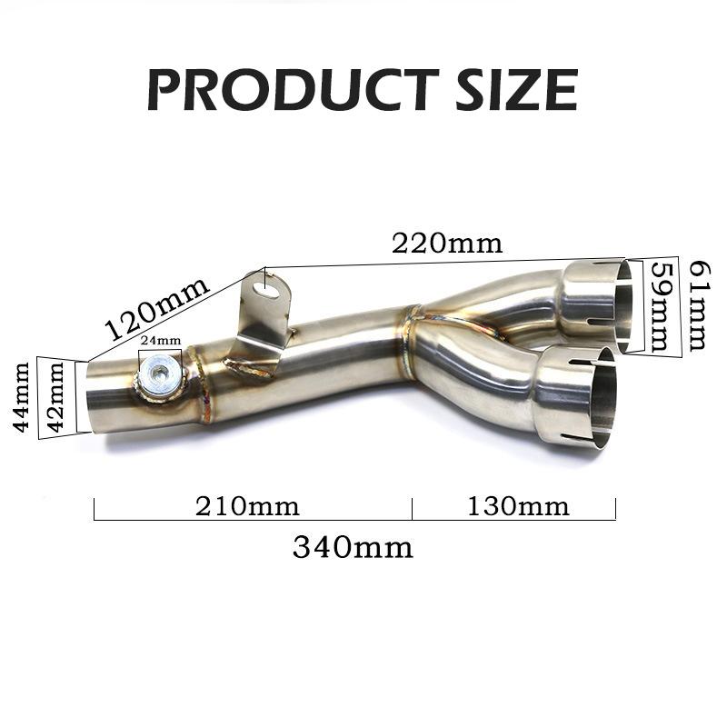 REALZION R6 Motorcycle Exhaust Pipe Exhaust Middle Silp On Pipe For Yamaha YZF R6 2006-2020 Mid Exhaust Pipe