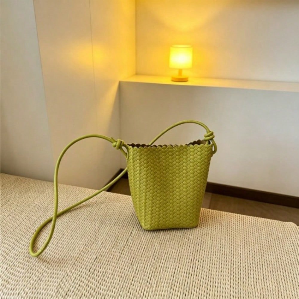 Simple Woven Bucket Bag Women's Mobile Phone Bag Versatile Shoulder Messenger Bag