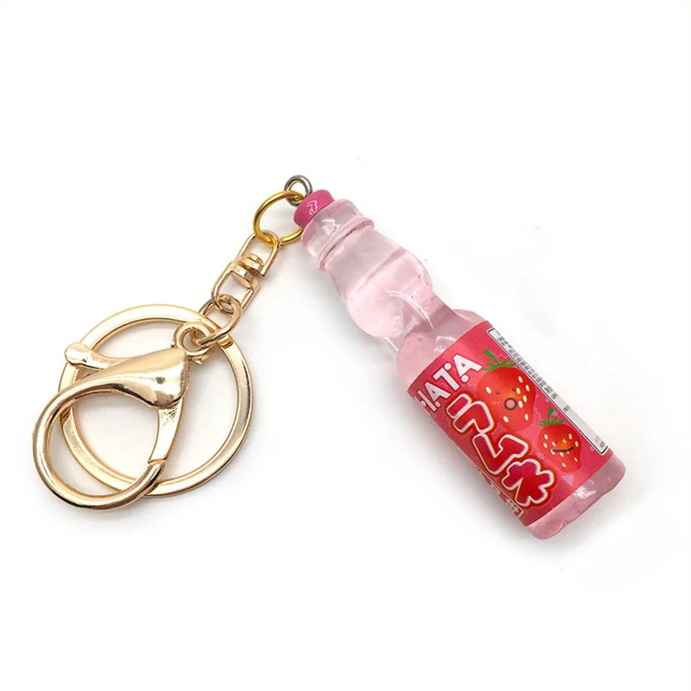 Simulation Marbles Bobble Soda Key Chain Miniature Japanese Ramune Soda keychain Cute Dollhouse Ornaments Bag Accessories