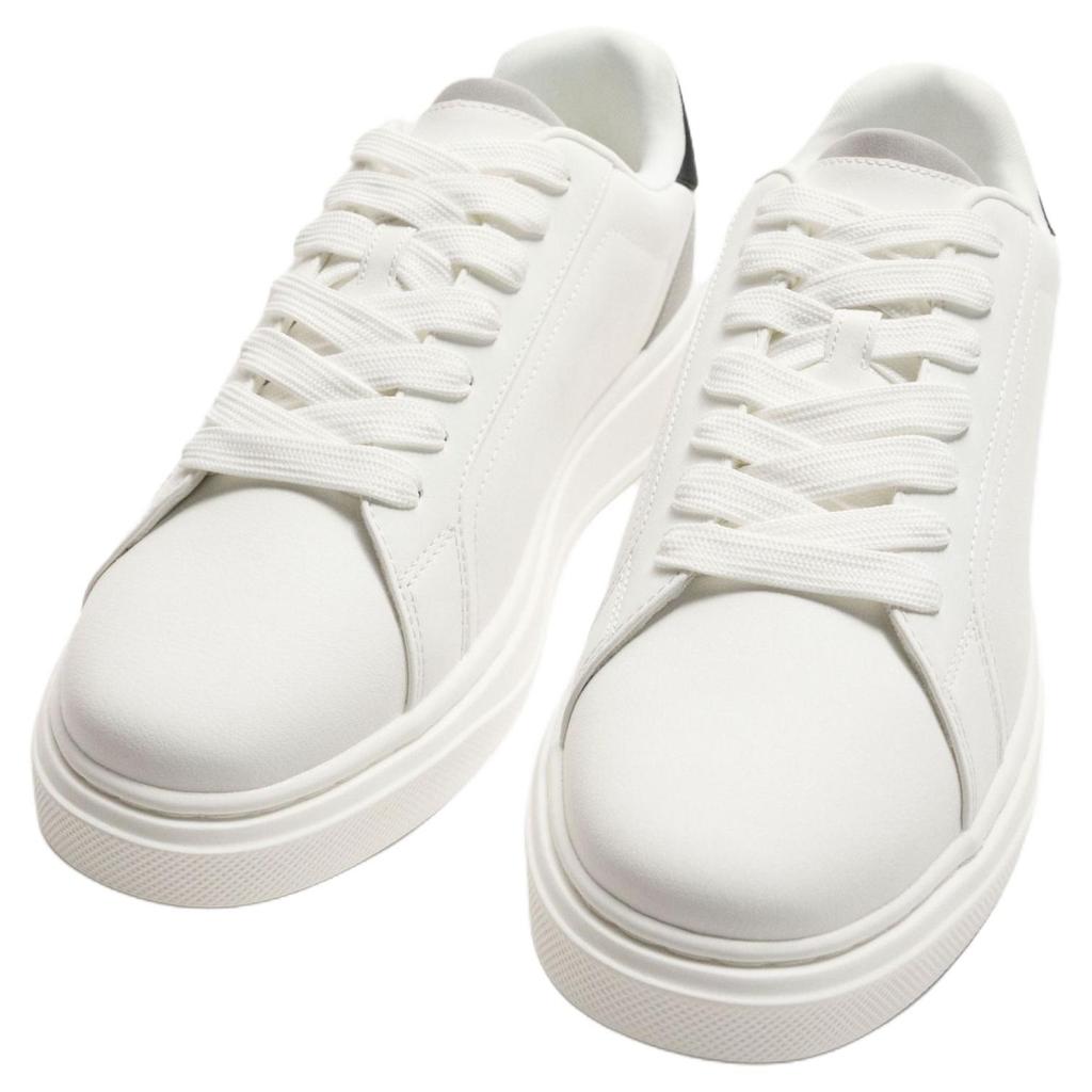 Zara Rund tå Snøring Bakdetalj Lett Lavsko Herresneakers Hvit Svart 2248620800