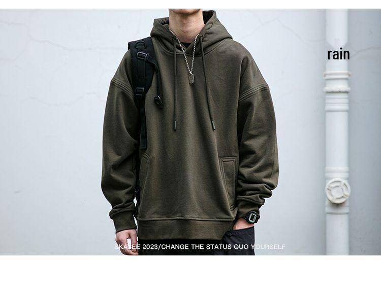 Men's American Retro Heavyweight Hoodie - New Autumn/Winter Trend, Loose Fit with Plus Velvet.