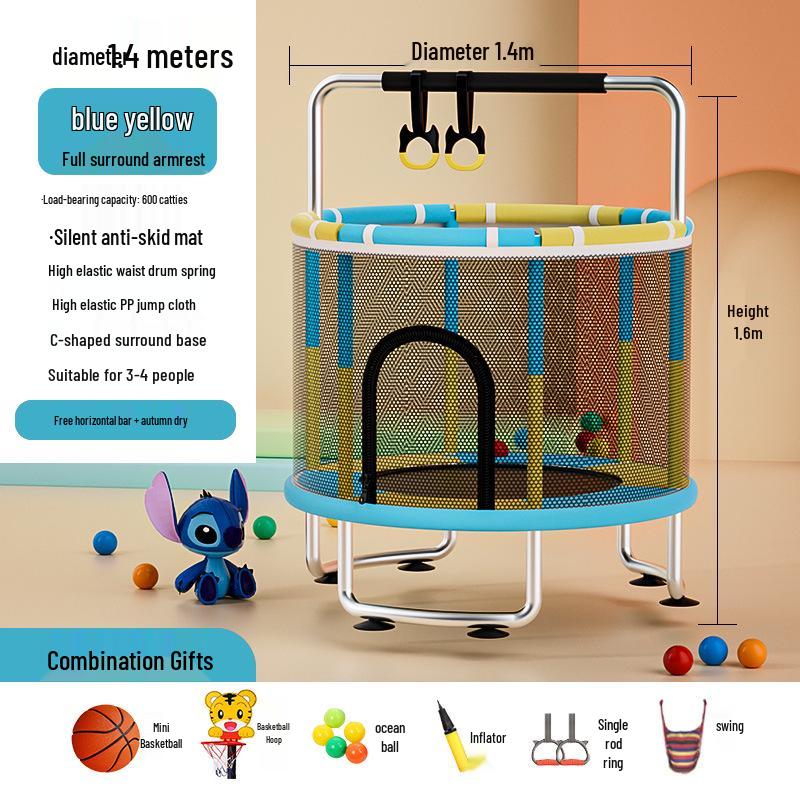 Indoor Family Trampoline with Safety Net for Kids and Adults