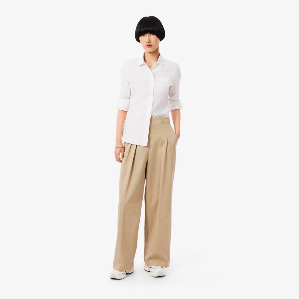 [lacoste] Women s Wide Fit Chino Tuck Pants HF2445-55N02S 34