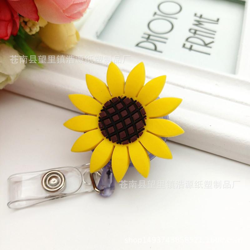 1 Piece High Quality Silicone Retractable Nurse Badge Holder Clip Fruits Dolphin Sunflowers Students ID Card Holder