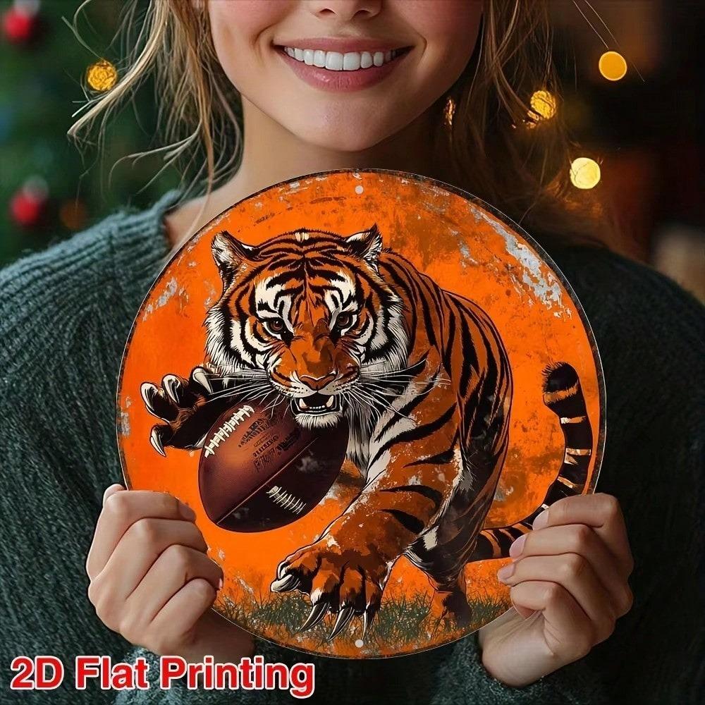 Vintage Tiger Football Metal Tin Sign Wall Art for Home Bar Kitchen Room Decor