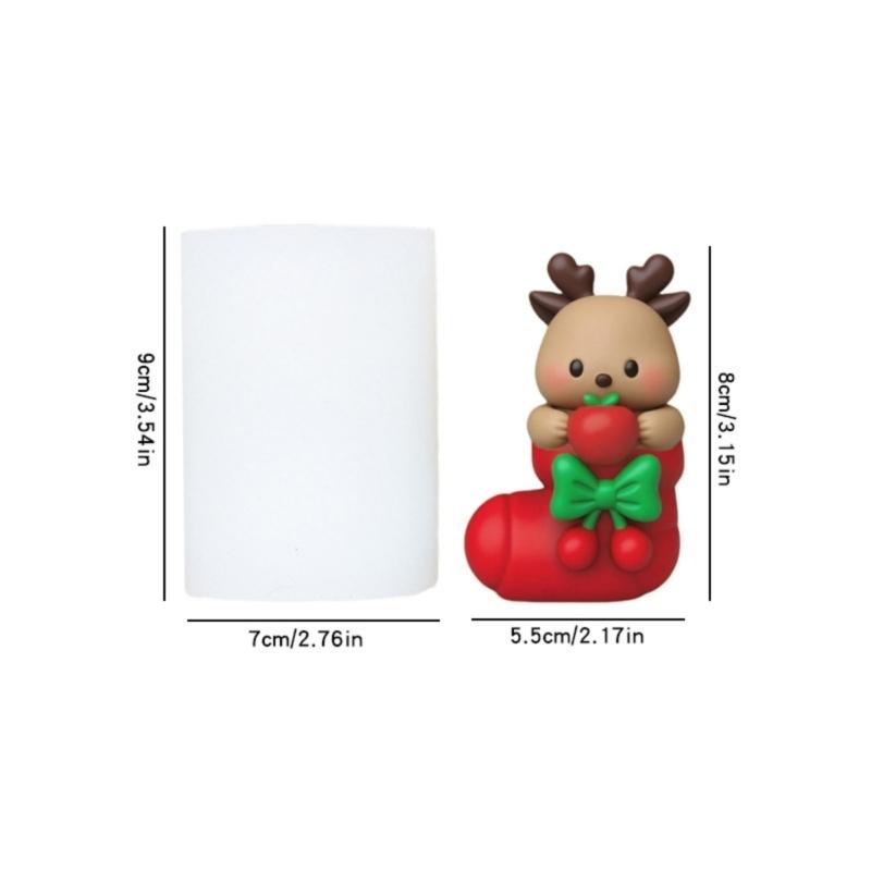 Festival Silicone Christmas Deer Boot Candle Mould for Craft and Holiday Decorations