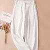 Women's Summer 2025 White Tencel High Waist Harem Pants - Lightweight Nine-Point Cotton Linen Carrot Straight Leg Design