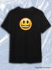 TeeSensation Black Crew Neck Short Sleeve T-Shirt with Big Yellow Grin Smiley Emoji